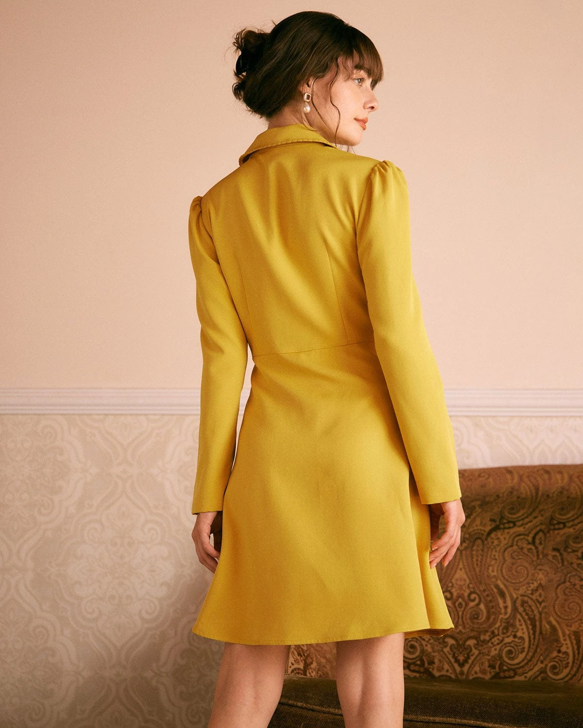 The Yellow Lapel Scalloped Button Mini Dress 7 The Yellow Lapel Scalloped Button Mini Dress - Image 7
