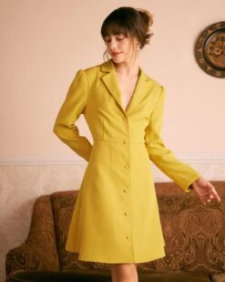The Yellow Lapel Scalloped Button Mini Dress 11 The Yellow Lapel Scalloped Button Mini Dress -Outlet Dress Mix Up Store the yellow scalloped mini dress dresses z05yzr