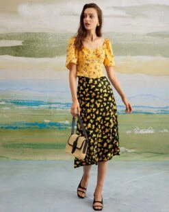 The Yellow Sweetheart Neck Floral Blouse 7 The Yellow Sweetheart Neck Floral Blouse -Outlet Dress Mix Up Store the yellow sweetheart neck floral blouse tops eqctld 720070