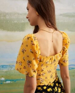 The Yellow Sweetheart Neck Floral Blouse 9 The Yellow Sweetheart Neck Floral Blouse -Outlet Dress Mix Up Store the yellow sweetheart neck floral blouse tops skmgc8 784367
